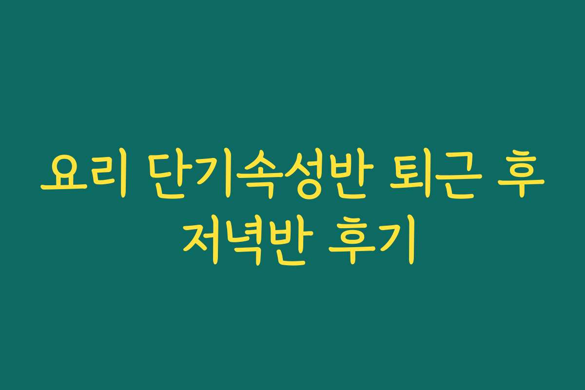 요리 단기속성반 퇴근 후 저녁반 후기