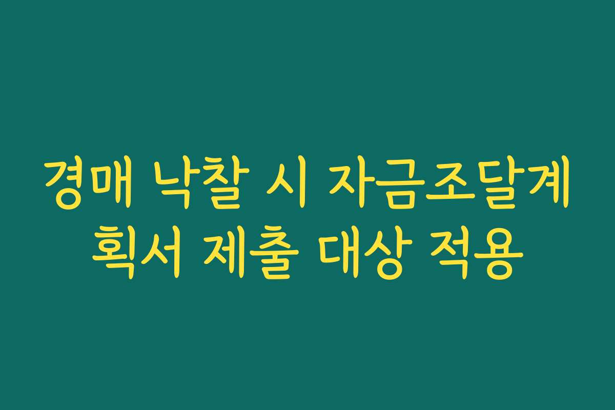 경매 낙찰 시 자금조달계획서 제출 대상 적용