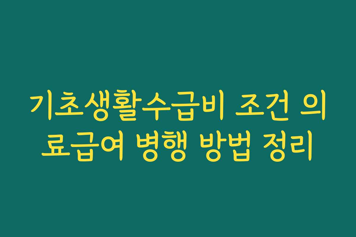 기초생활수급비 조건 의료급여 병행 방법 정리