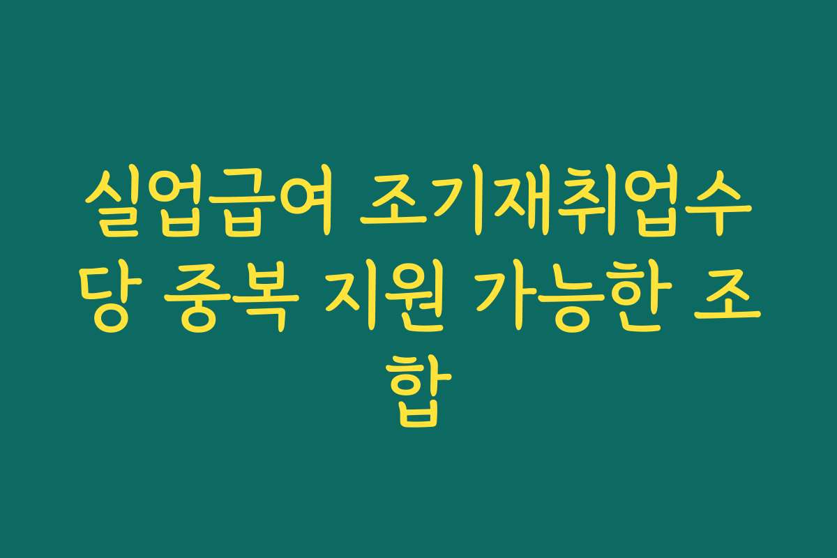 실업급여 조기재취업수당 중복 지원 가능한 조합