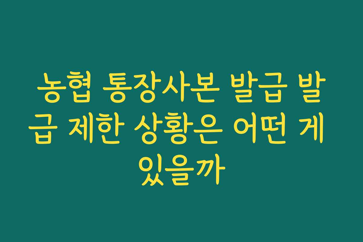 농협 통장사본 발급 발급 제한 상황은 어떤 게 있을까