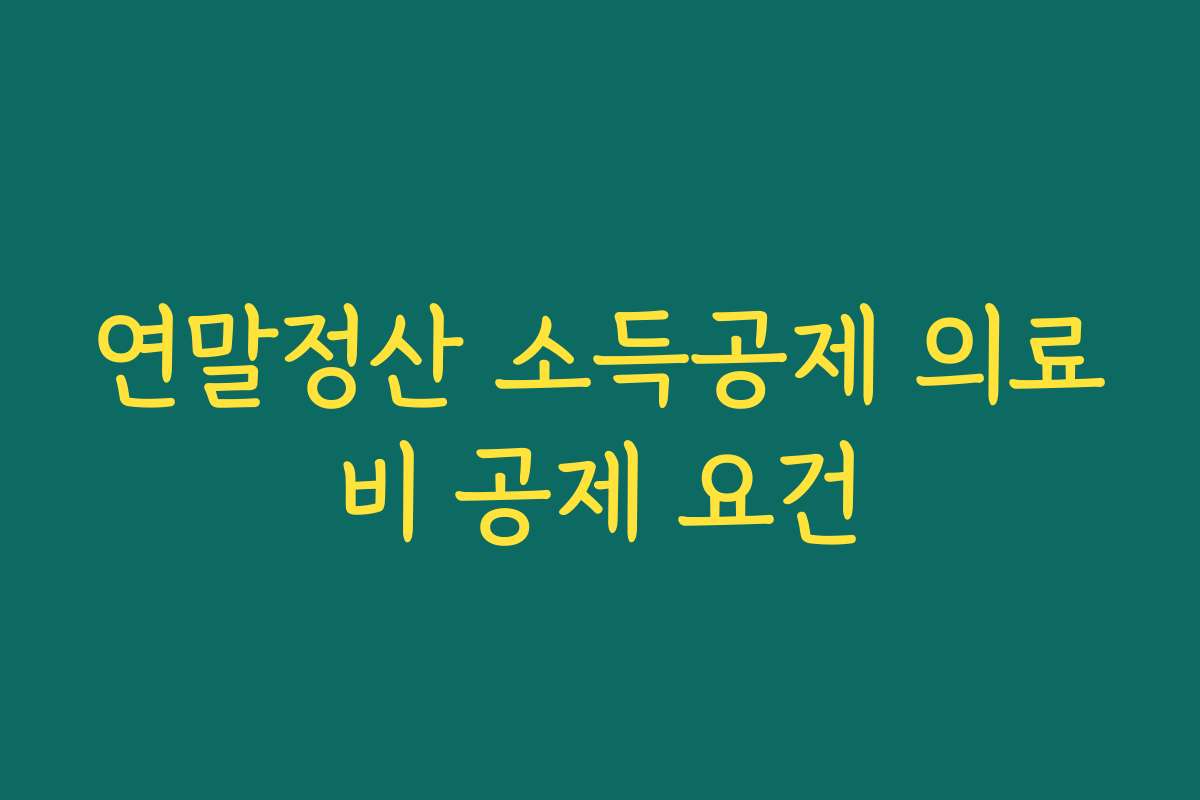 연말정산 소득공제 의료비 공제 요건 연말정산 소득공제 의료비 공제 요건