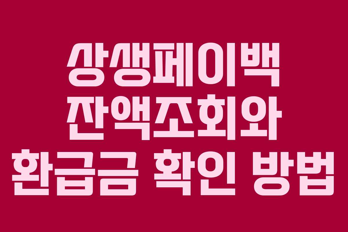 상생페이백 잔액조회와 환급금 확인 방법