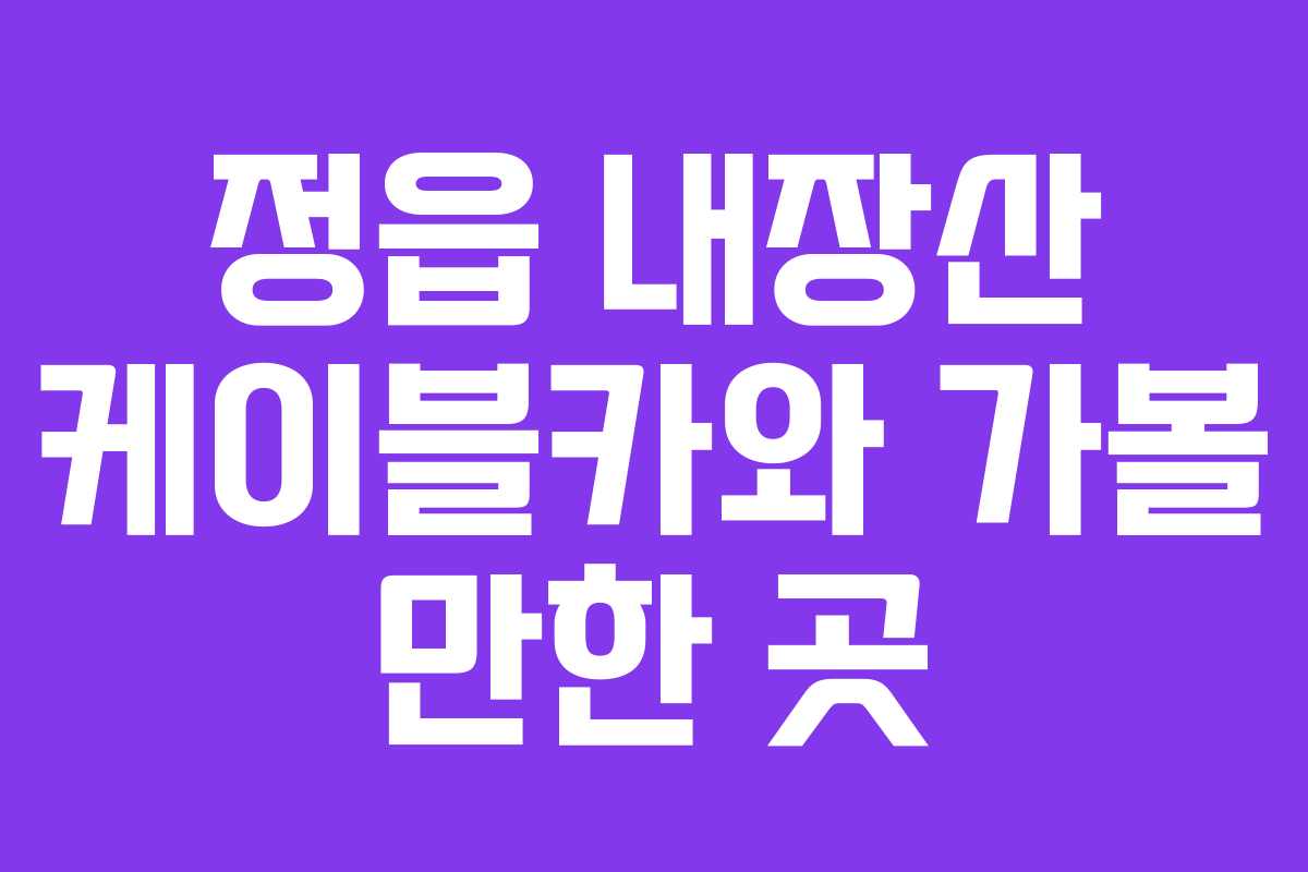 정읍 내장산 케이블카와 가볼 만한 곳