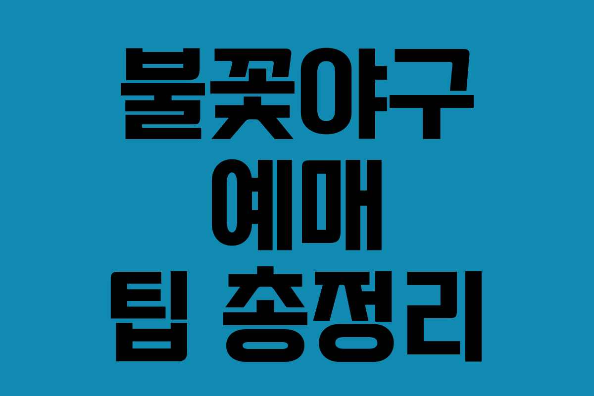 불꽃야구 예매 팁 총정리