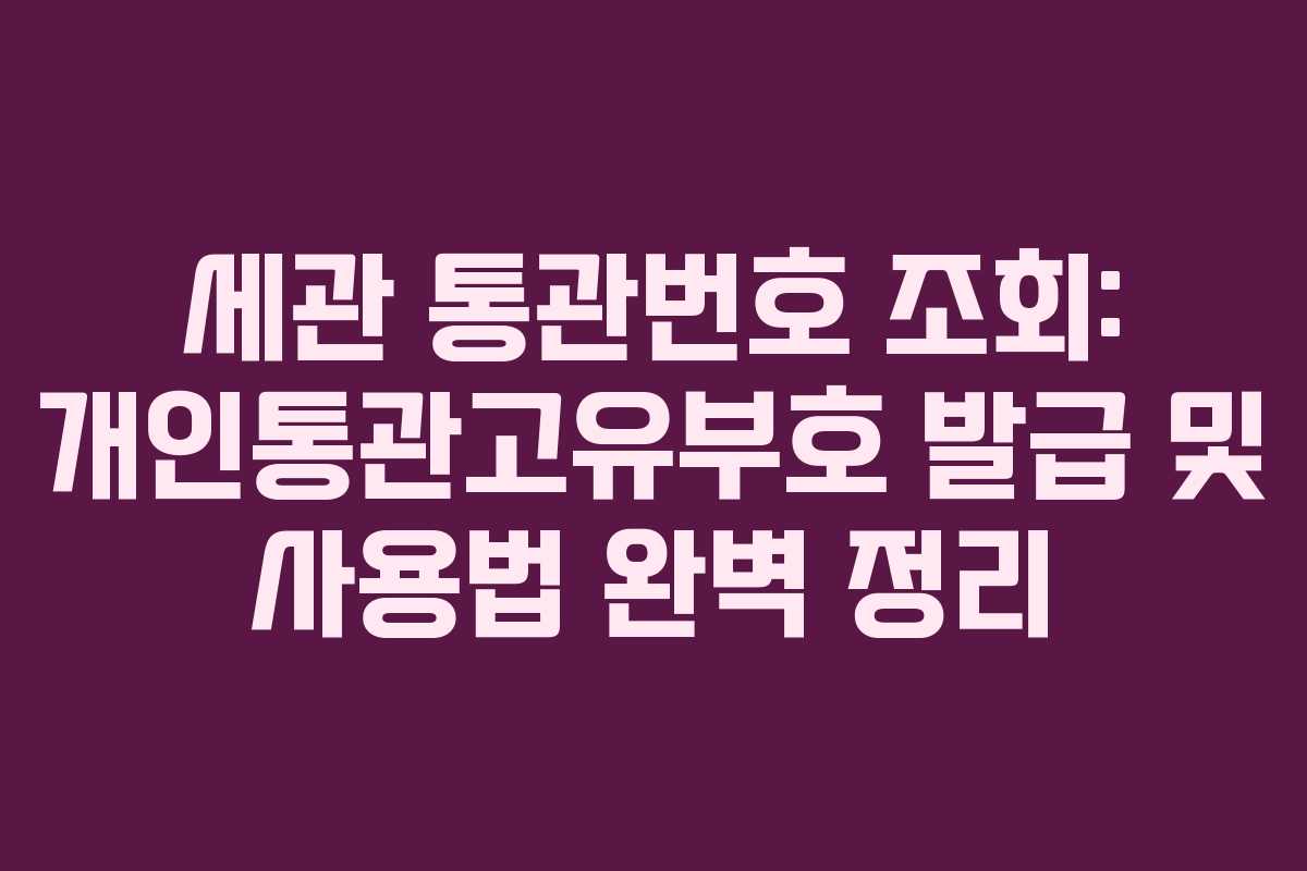 세관 통관번호 조회: 개인통관고유부호 발급 및 사용법 완벽 정리