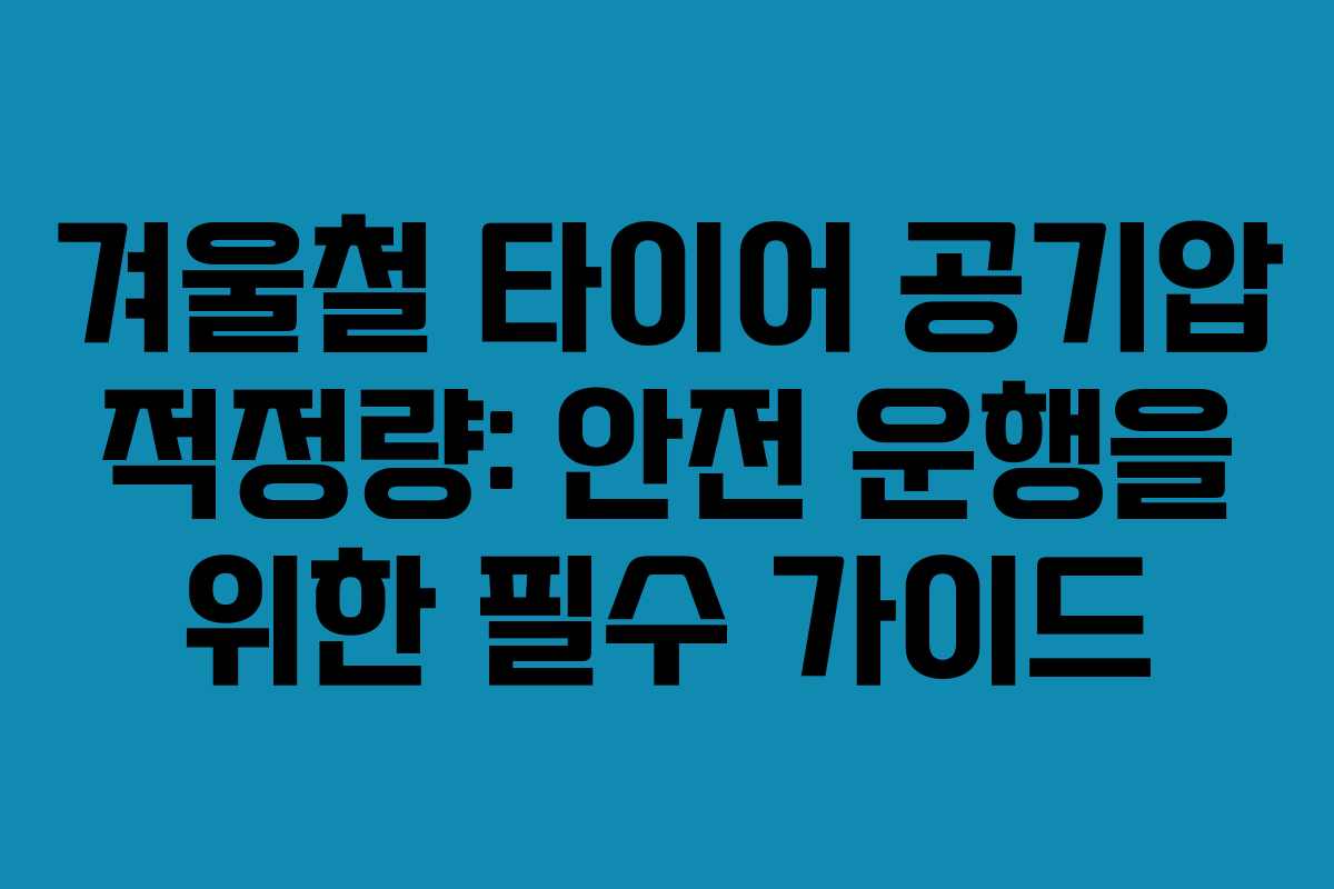 겨울철 타이어 공기압 적정량: 안전 운행을 위한 필수 가이드