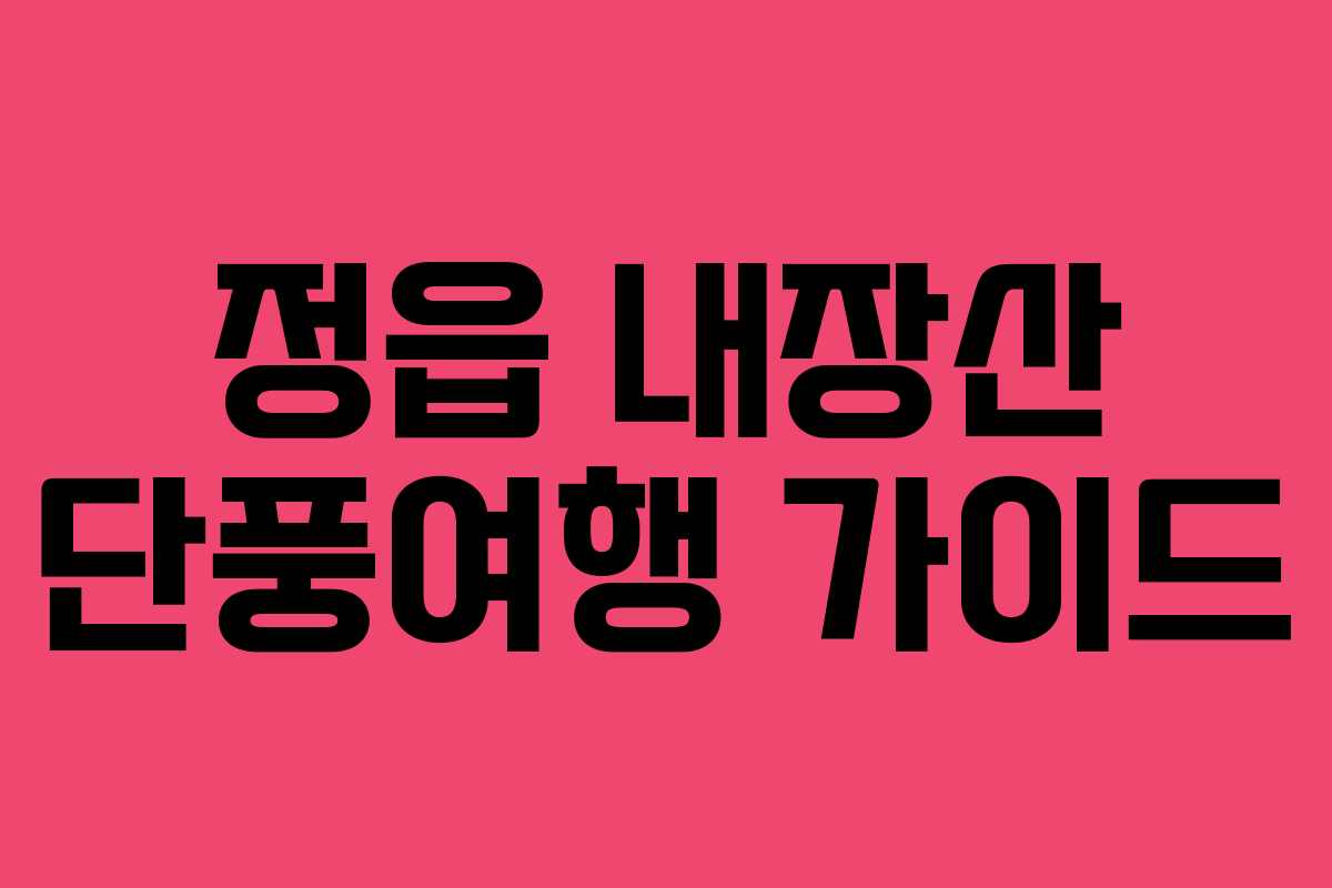 정읍 내장산 단풍여행 가이드