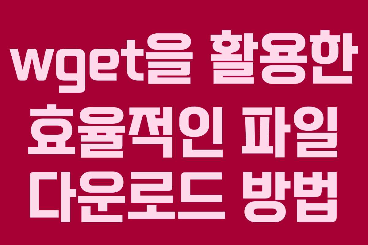 wget을 활용한 효율적인 파일 다운로드 방법