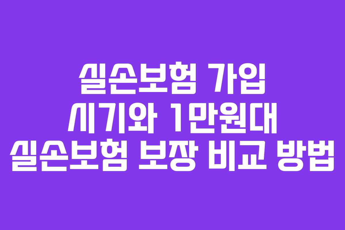 실손보험 가입 시기와 1만원대 실손보험 보장 비교 방법