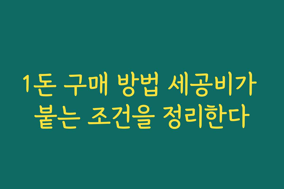 1돈 구매 방법 세공비가 붙는 조건을 정리한다