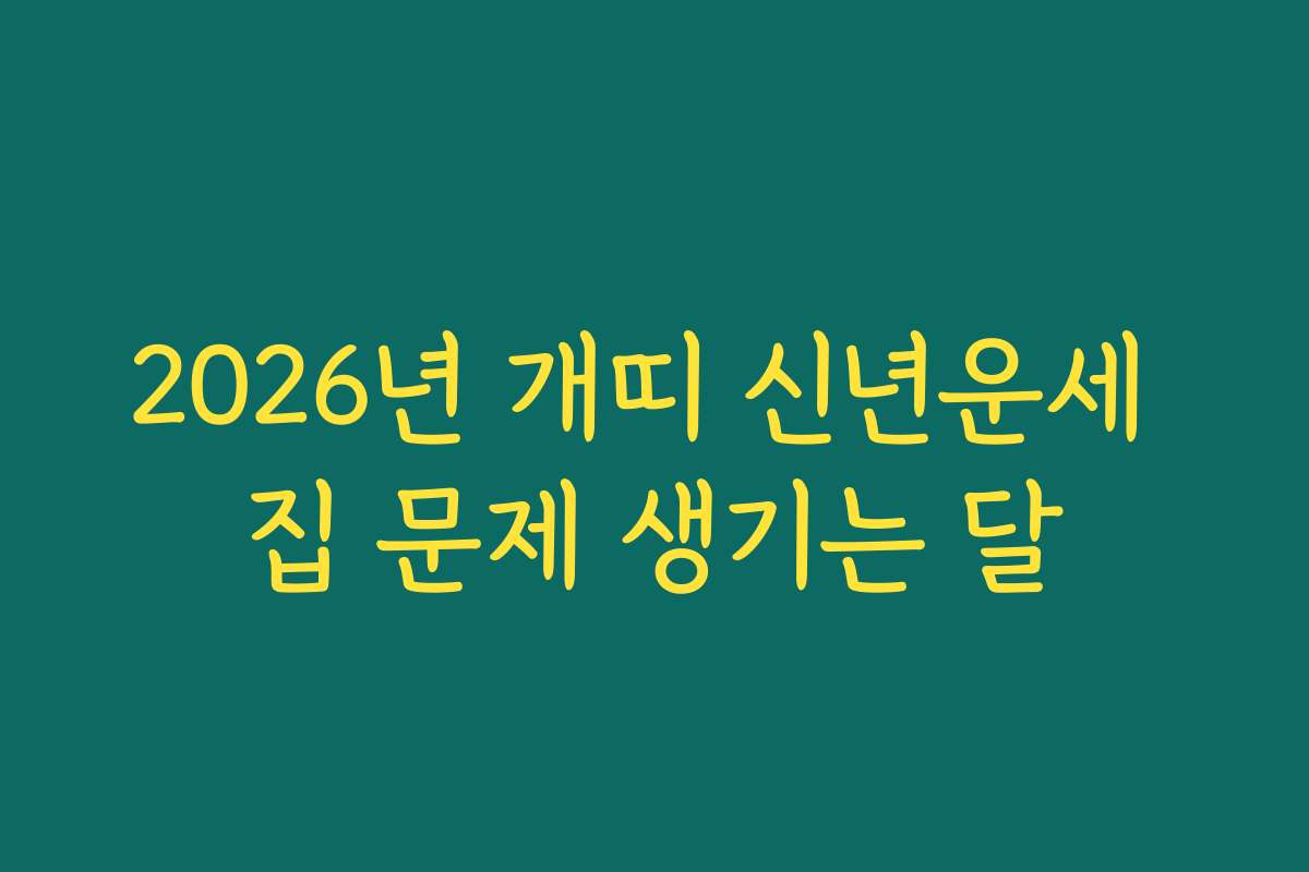 2026년 개띠 신년운세 집 문제 생기는 달