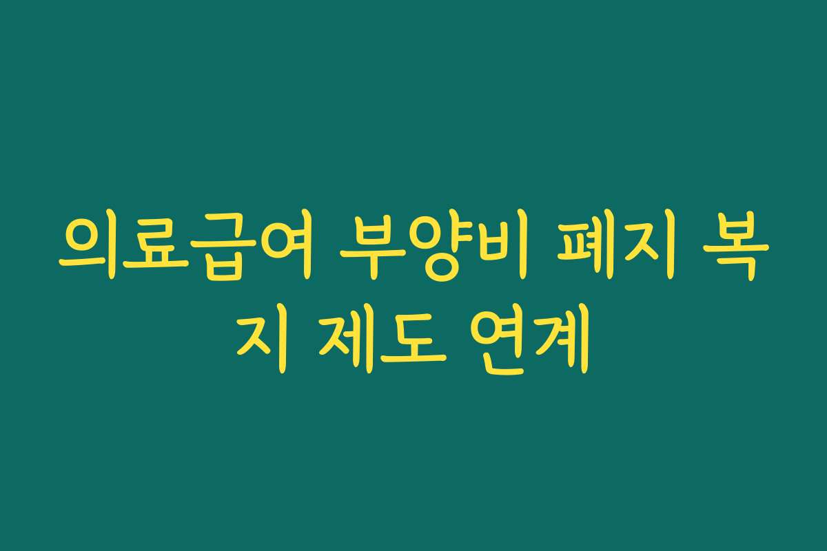 의료급여 부양비 폐지 복지 제도 연계