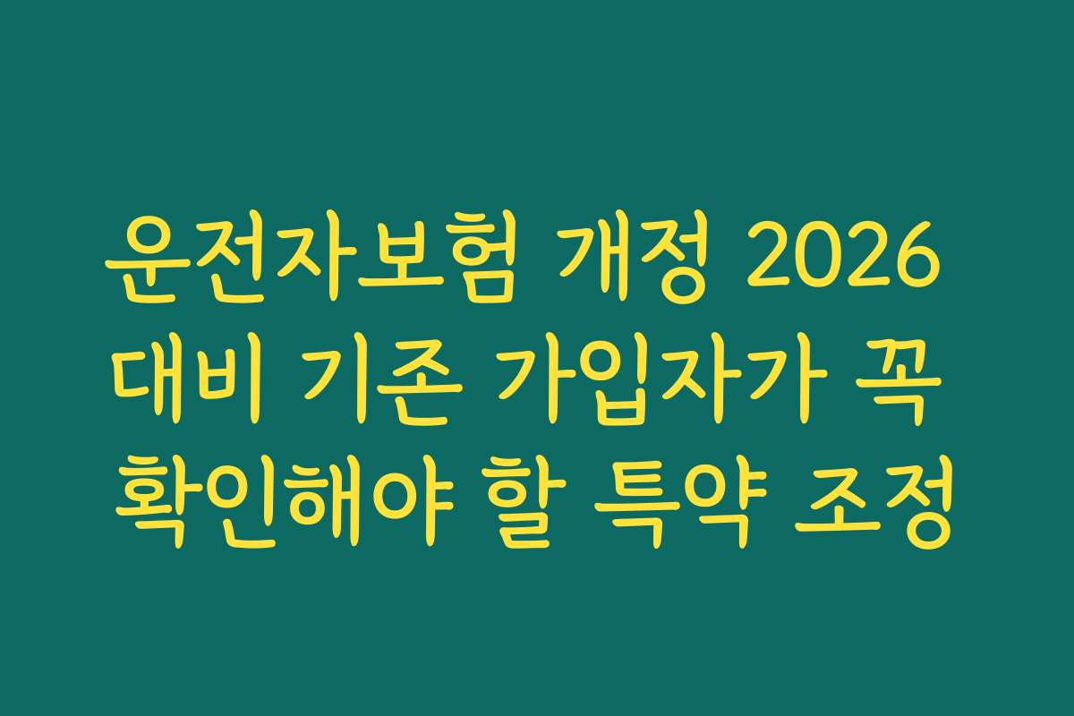 운전자보험 개정 2026 대비 기존 가입자가 꼭 확인해야 할 특약 조정