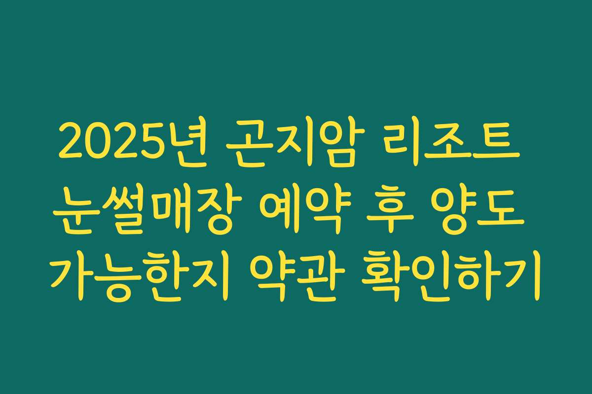 2025년 곤지암 리조트 눈썰매장 예약 후 양도 가능한지 약관 확인하기