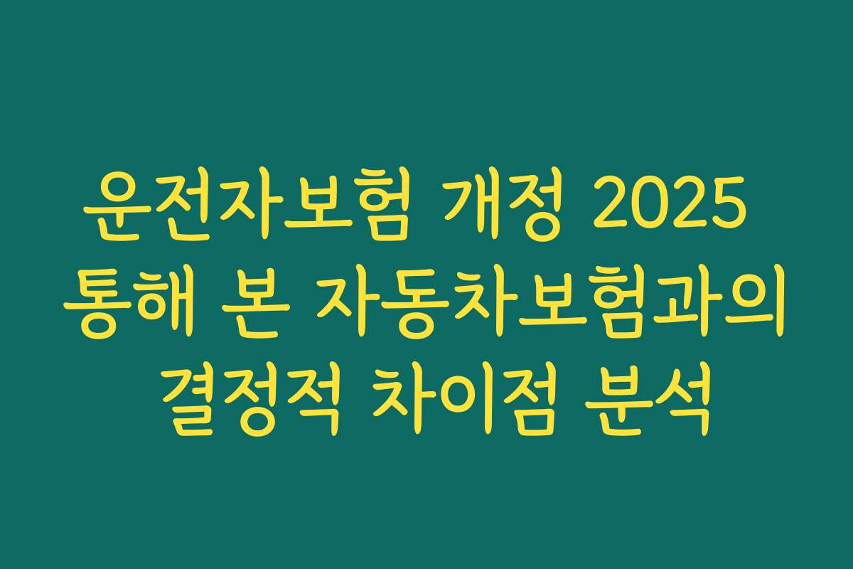 운전자보험 개정 2025 통해 본 자동차보험과의 결정적 차이점 분석