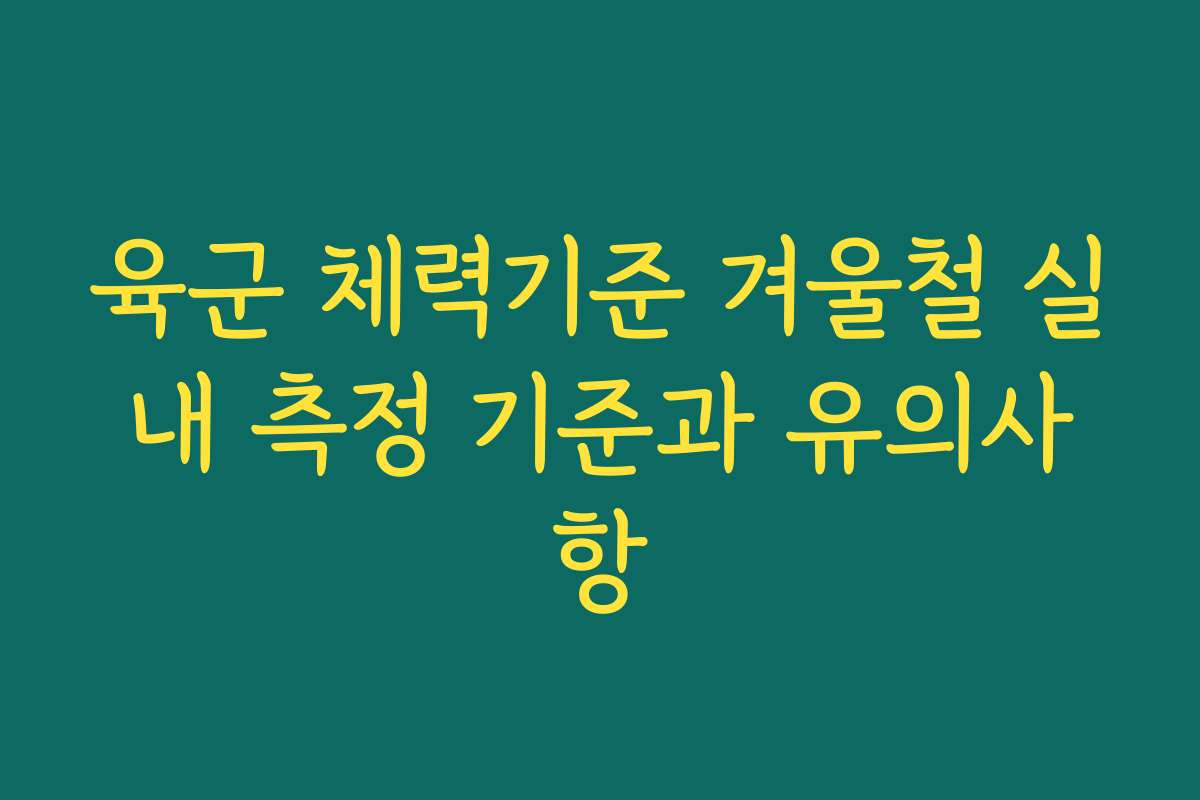 육군 체력기준 겨울철 실내 측정 기준과 유의사항