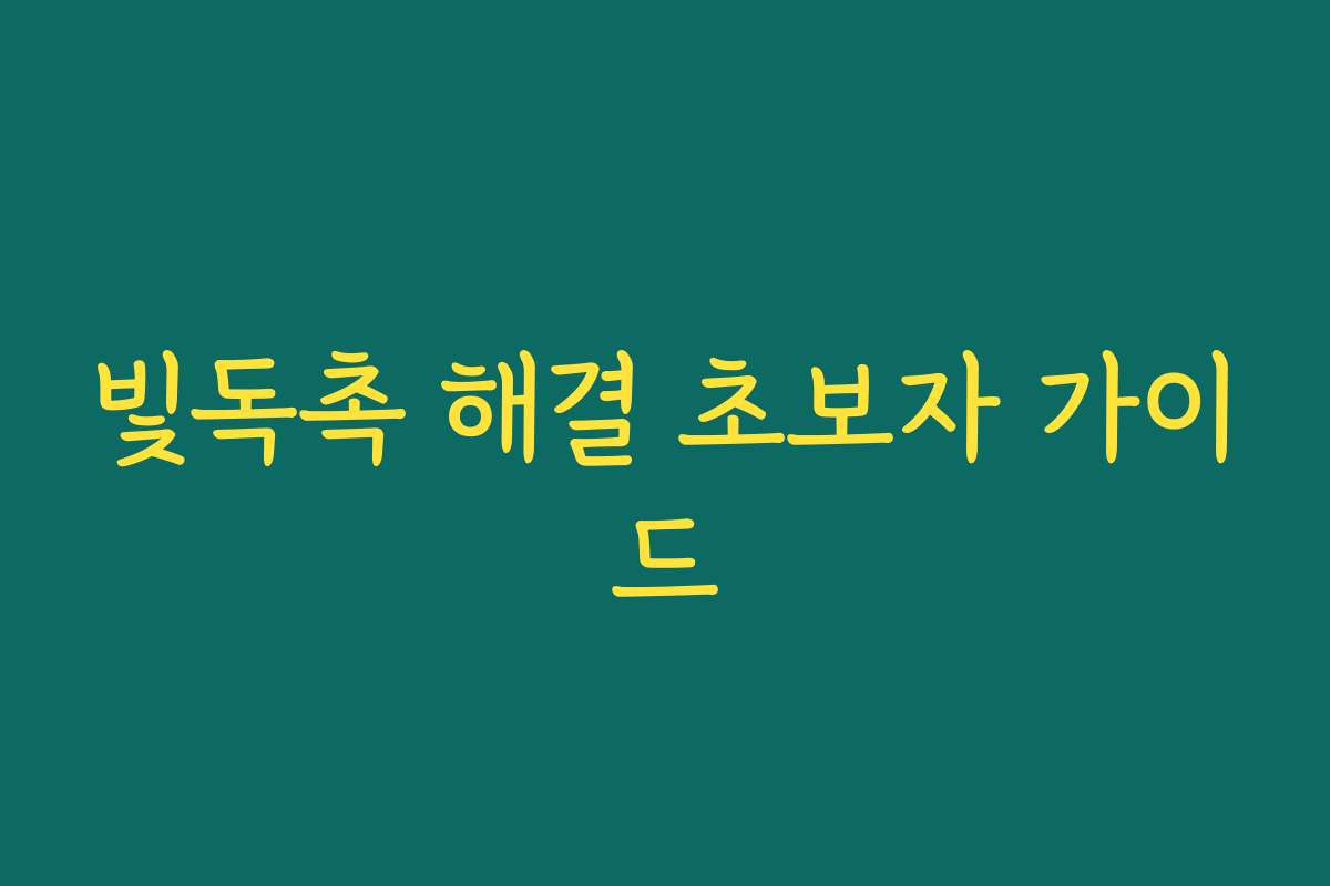 빛독촉 해결 초보자 가이드