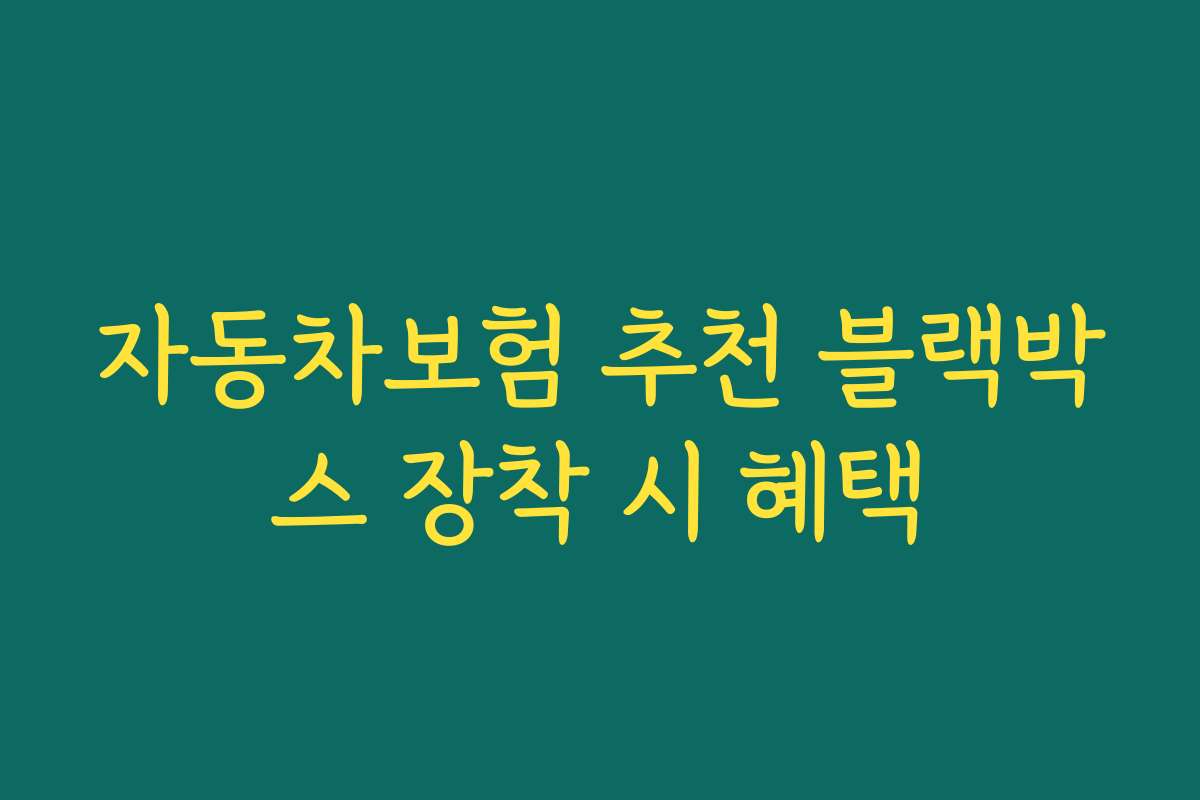 자동차보험 추천 블랙박스 장착 시 혜택