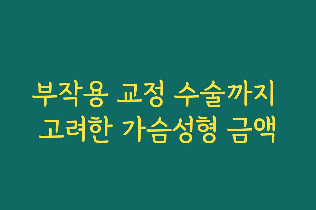 부작용 교정 수술까지 고려한 가슴성형 금액