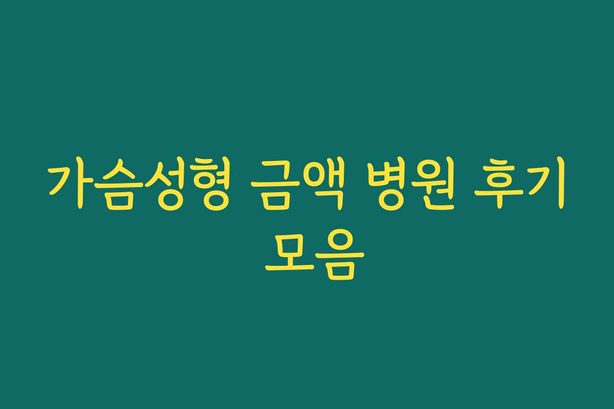 가슴성형 금액 병원 후기 모음
