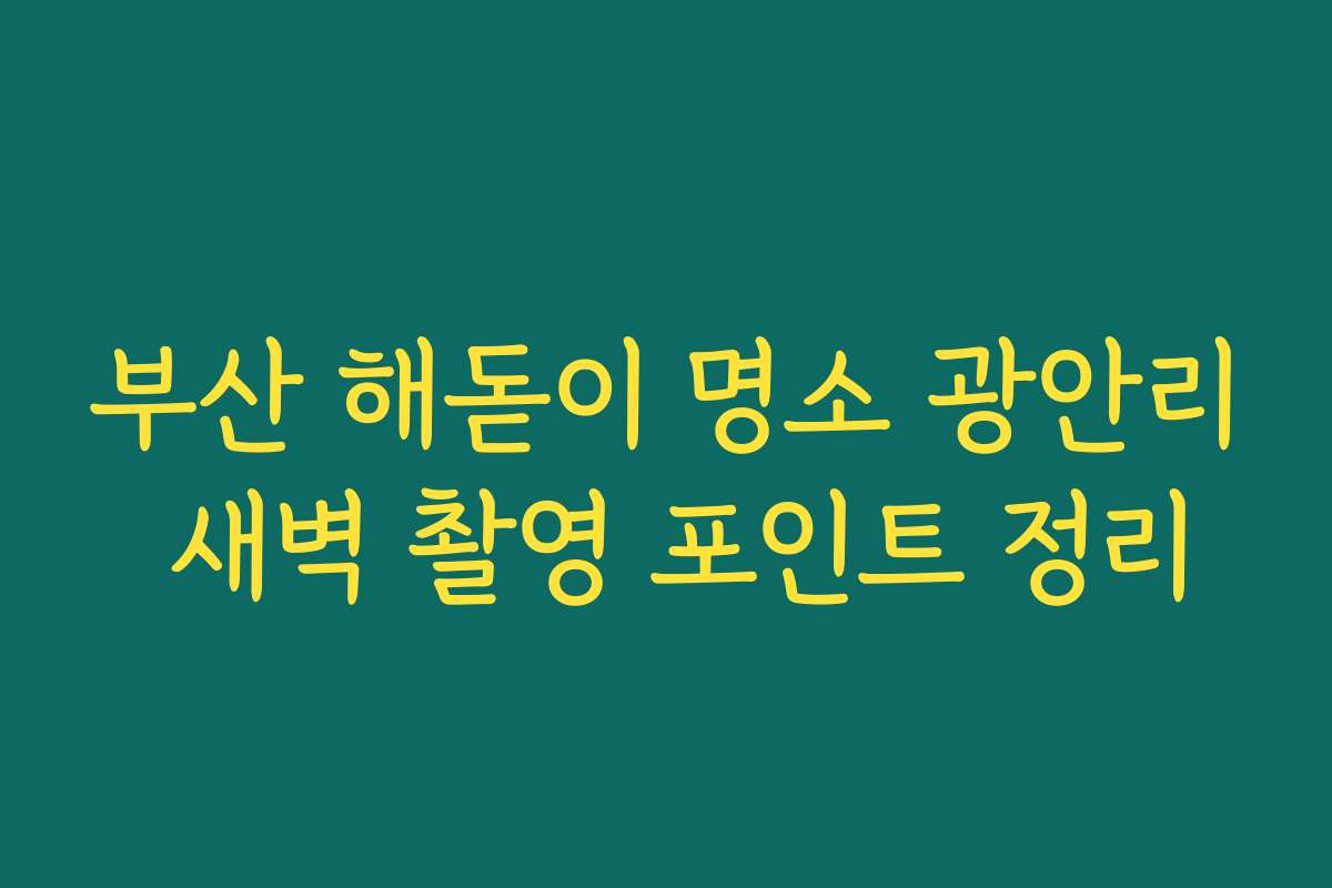 부산 해돋이 명소 광안리 새벽 촬영 포인트 정리