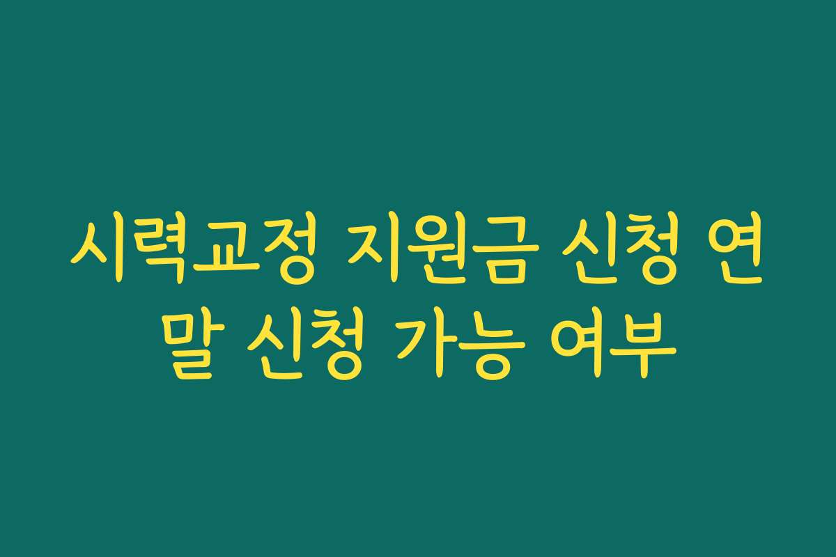 시력교정 지원금 신청 연말 신청 가능 여부