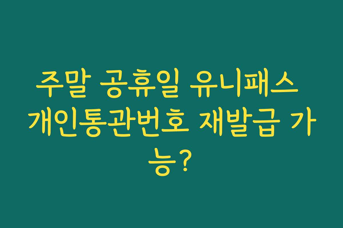 주말 공휴일 유니패스 개인통관번호 재발급 가능? 주말 공휴일 유니패스 개인통관번호 재발급 가능?