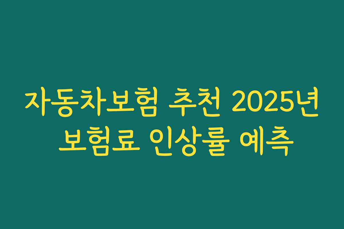 자동차보험 추천 2025년 보험료 인상률 예측