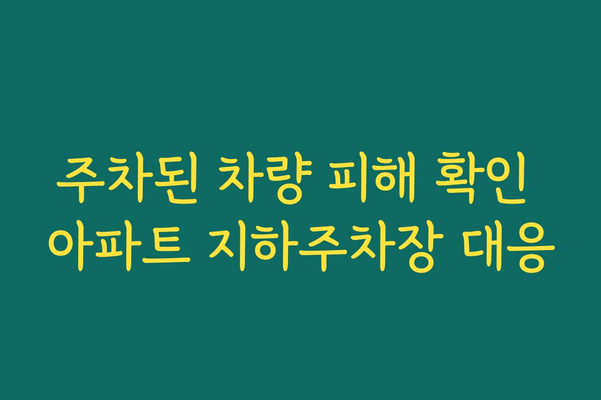 주차된 차량 피해 확인 아파트 지하주차장 대응