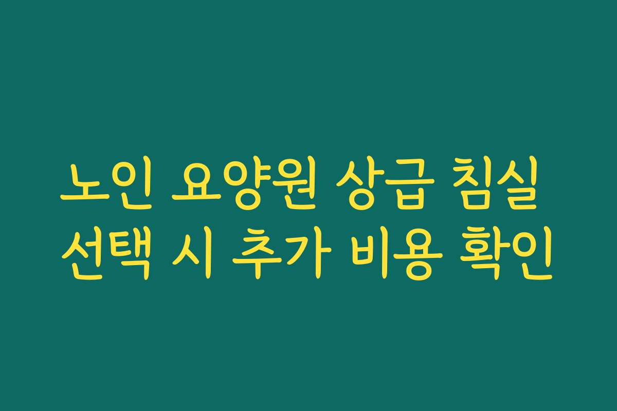 노인 요양원 상급 침실 선택 시 추가 비용 확인