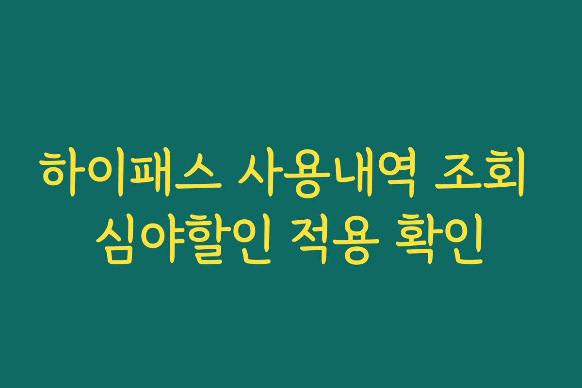 하이패스 사용내역 조회 심야할인 적용 확인