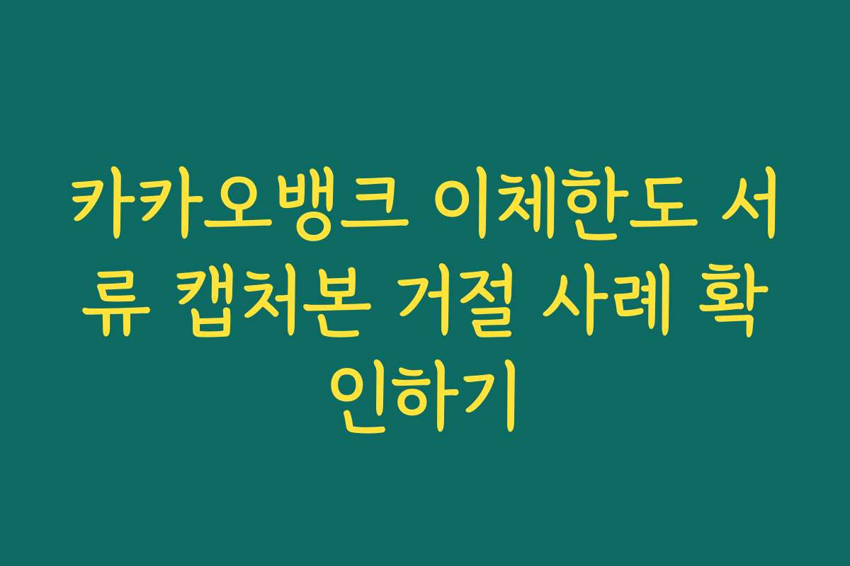 카카오뱅크 이체한도 서류 캡처본 거절 사례 확인하기
