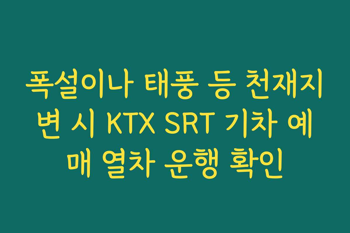 폭설이나 태풍 등 천재지변 시 KTX SRT 기차 예매 열차 운행 확인