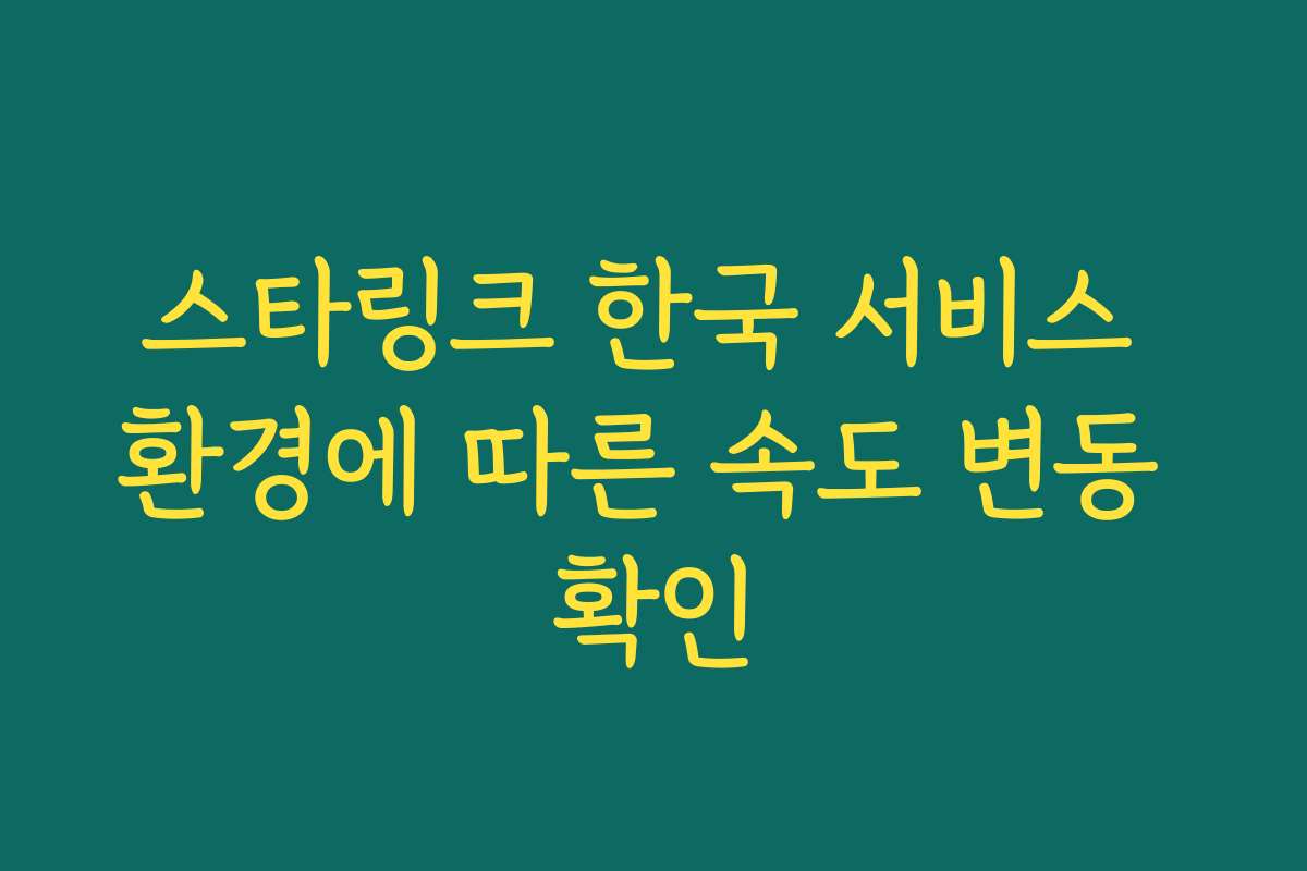 스타링크 한국 서비스 환경에 따른 속도 변동 확인