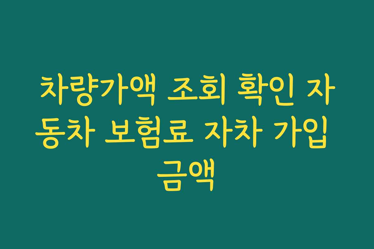 차량가액 조회 확인 자동차 보험료 자차 가입 금액 차량가액 조회 확인 자동차 보험료 자차 가입 금액