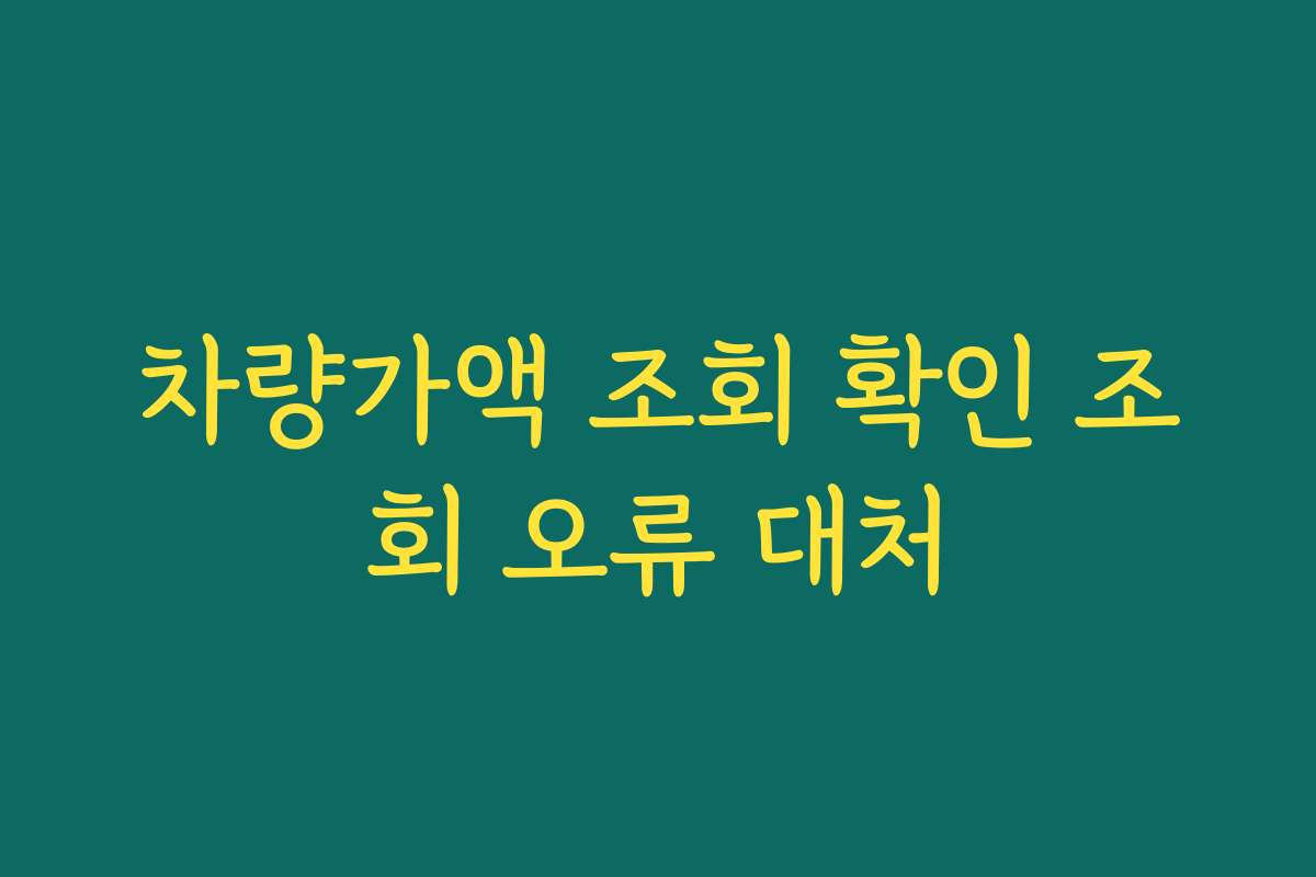 차량가액 조회 확인 조회 오류 대처