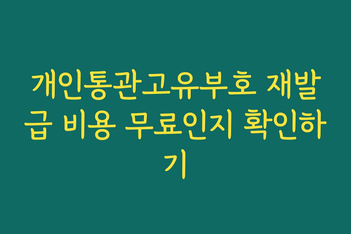 개인통관고유부호 재발급 비용 무료인지 확인하기