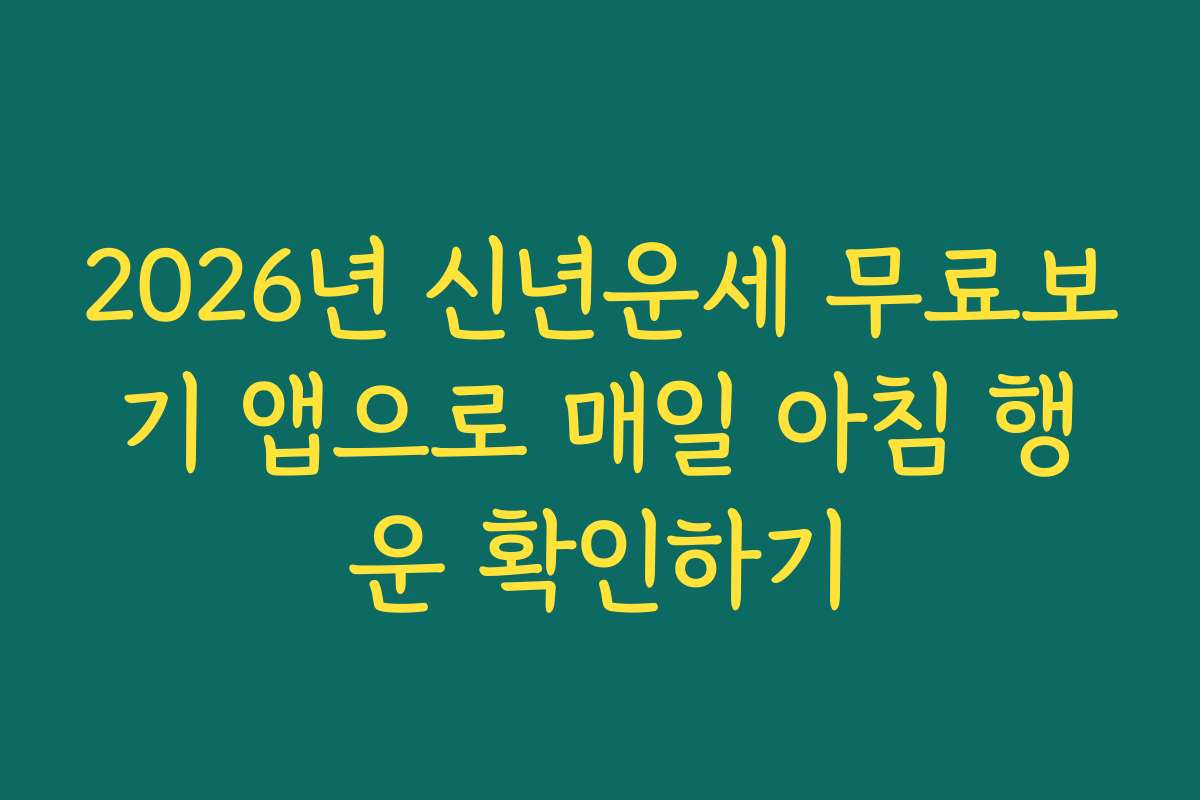 2026년 신년운세 무료보기 앱으로 매일 아침 행운 확인하기