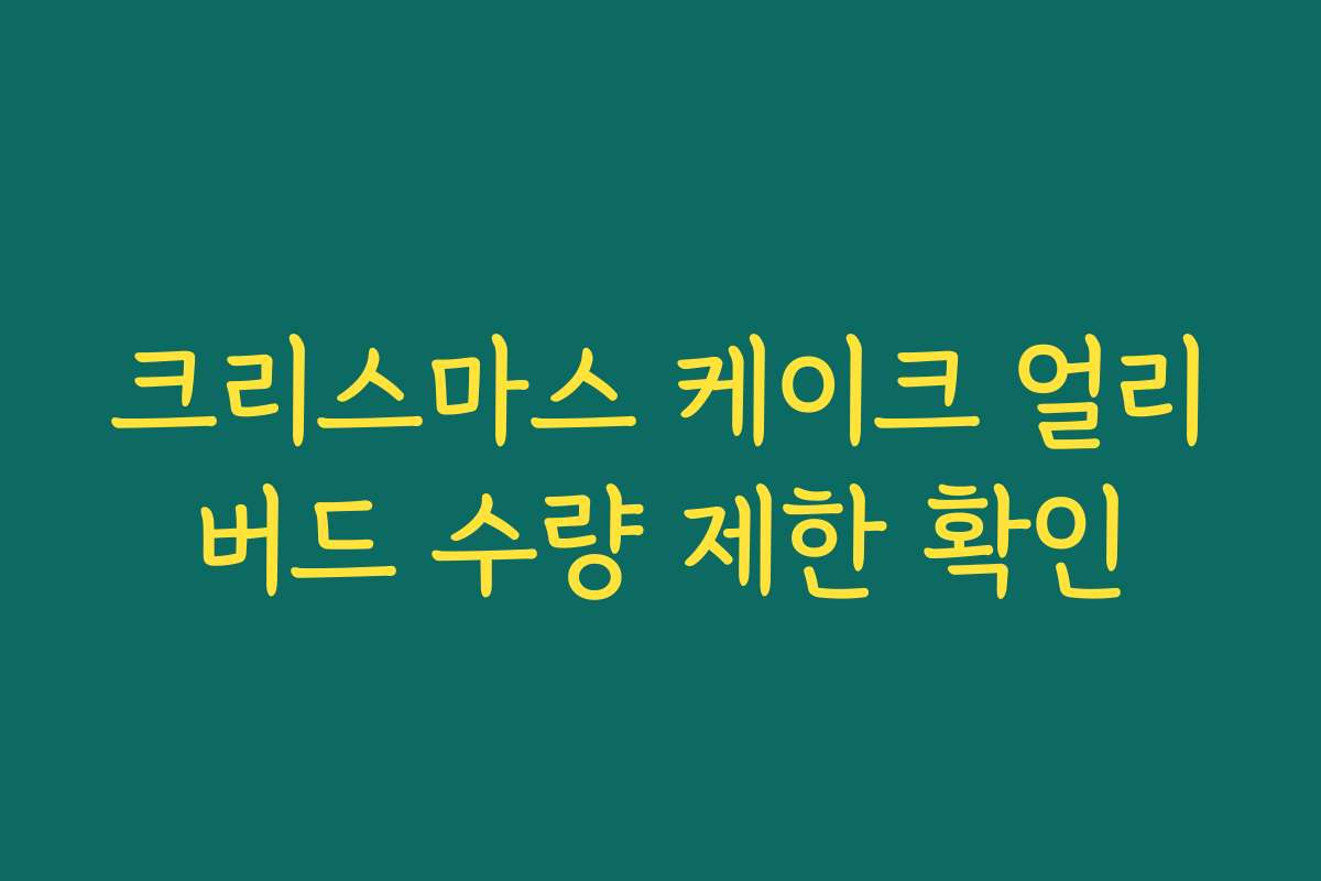 크리스마스 케이크 얼리버드 수량 제한 확인