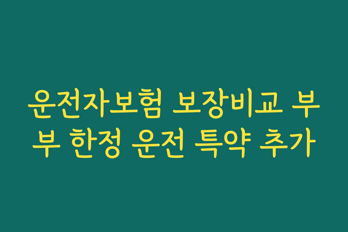 운전자보험 보장비교 부부 한정 운전 특약 추가