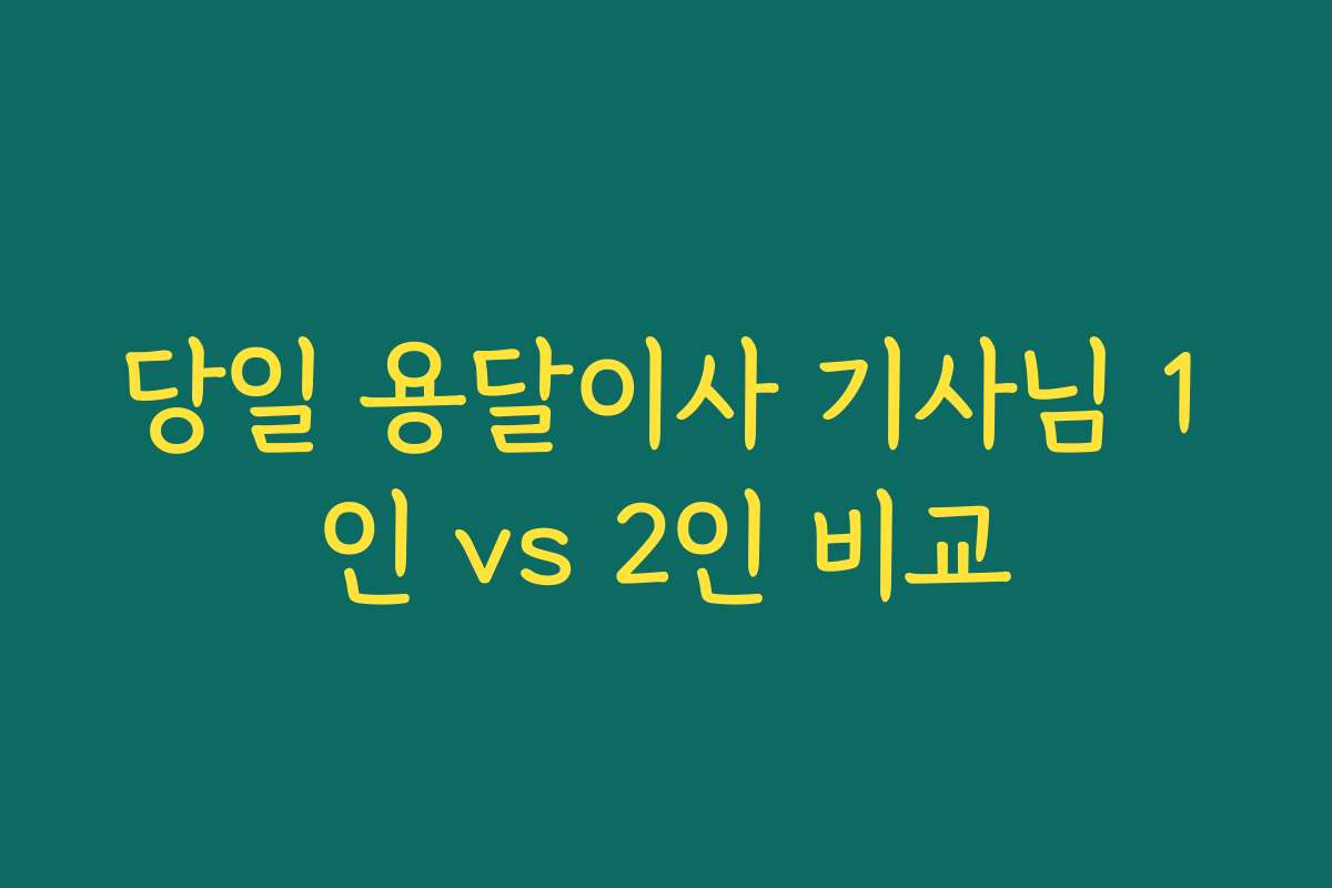 당일 용달이사 기사님 1인 vs 2인 비교