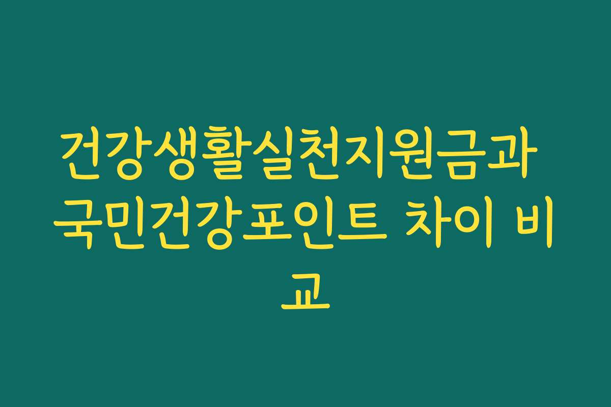 건강생활실천지원금과 국민건강포인트 차이 비교