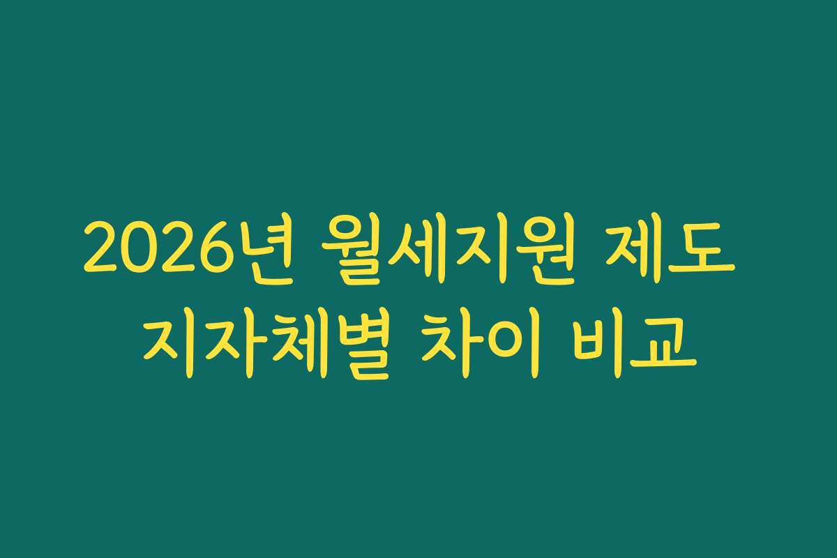 2026년 월세지원 제도 지자체별 차이 비교
