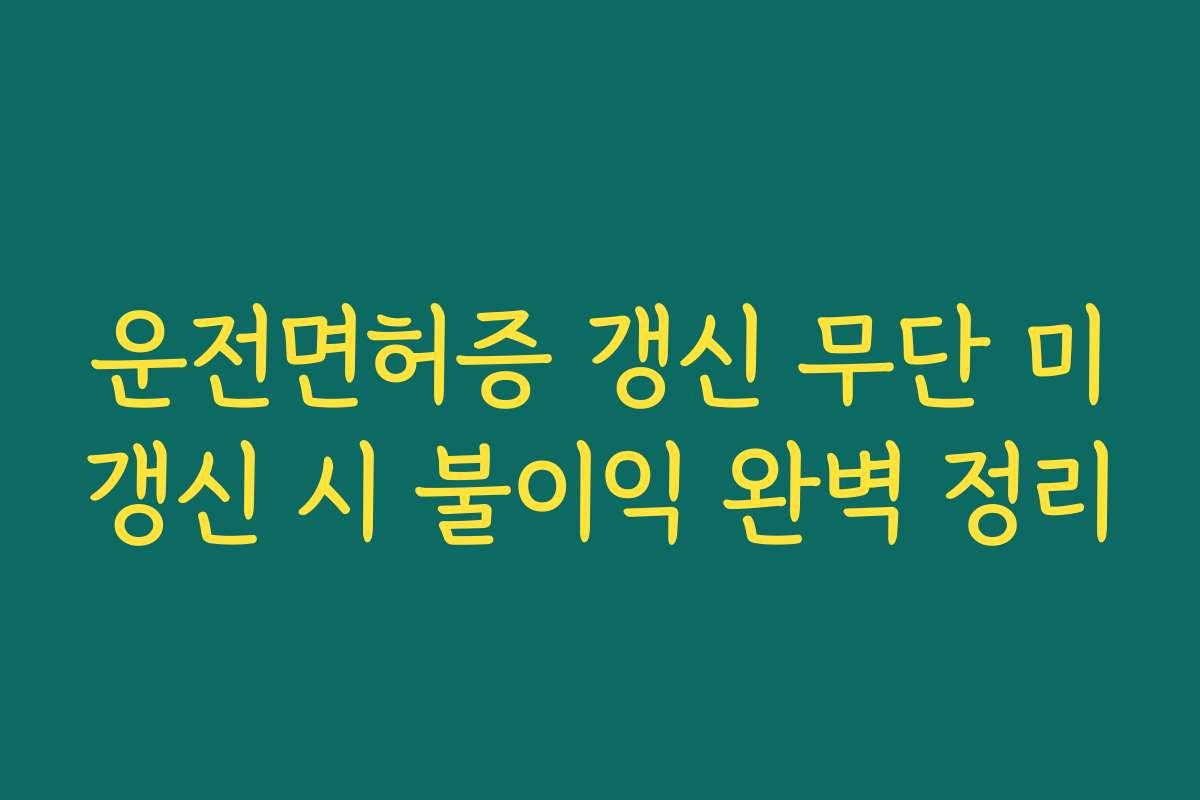 운전면허증 갱신 무단 미갱신 시 불이익 완벽 정리