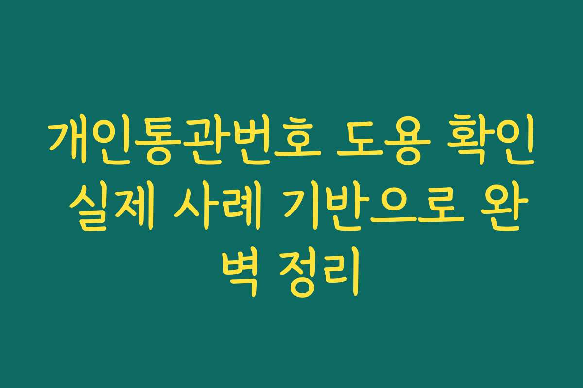 개인통관번호 도용 확인 실제 사례 기반으로 완벽 정리