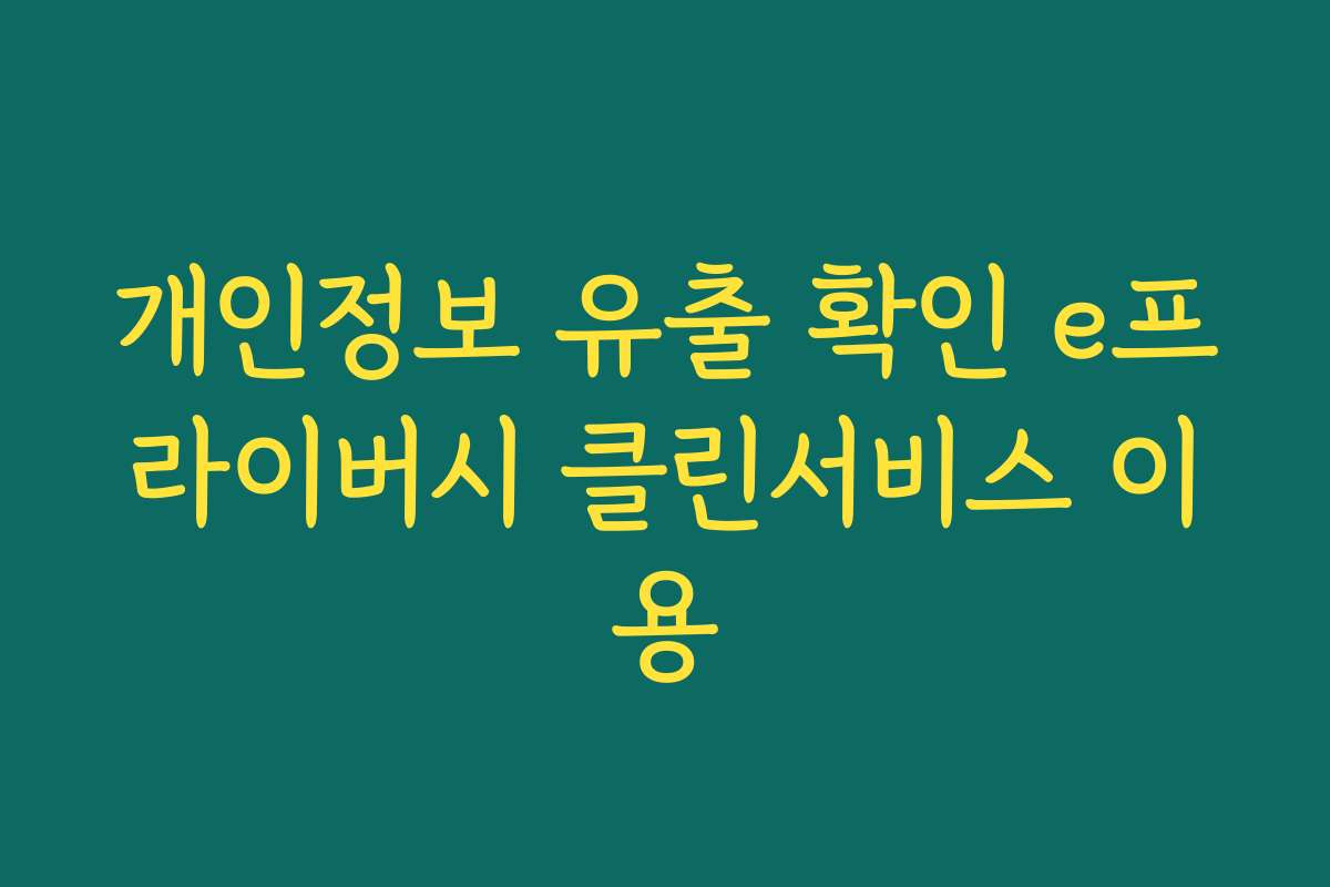 개인정보 유출 확인 e프라이버시 클린서비스 이용