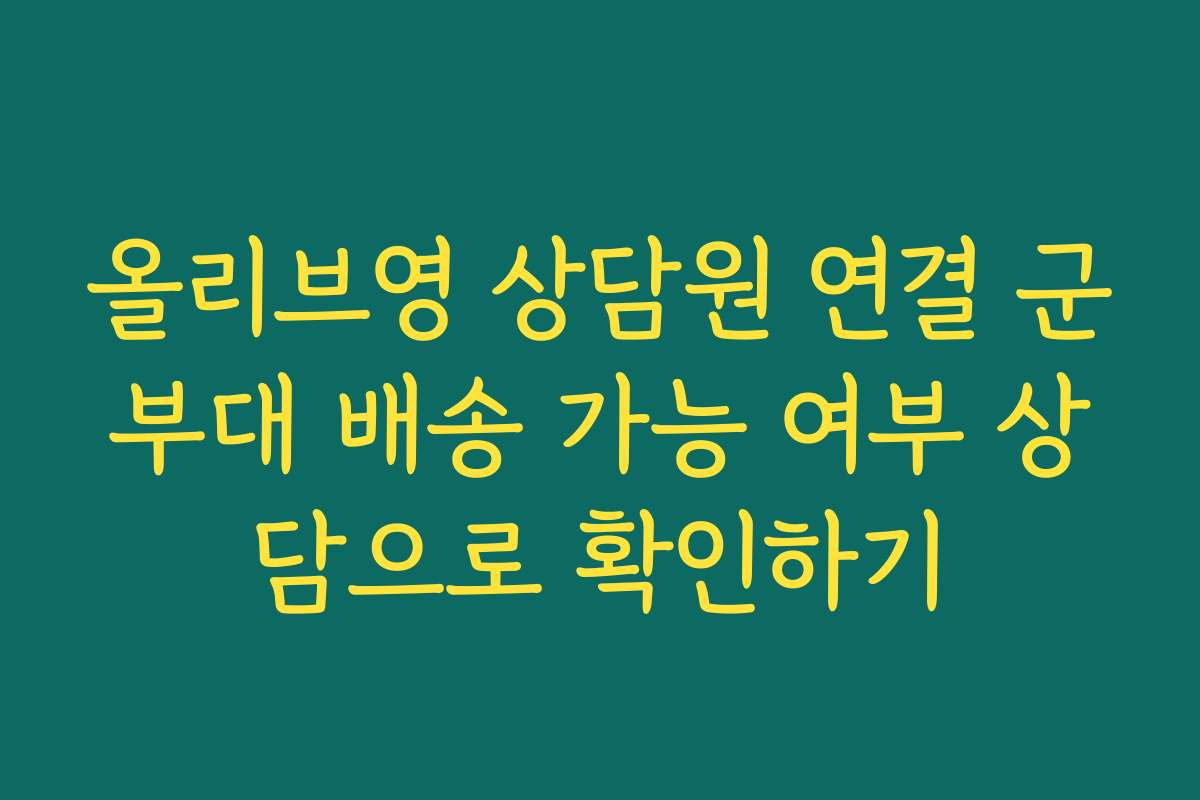 올리브영 상담원 연결 군부대 배송 가능 여부 상담으로 확인하기