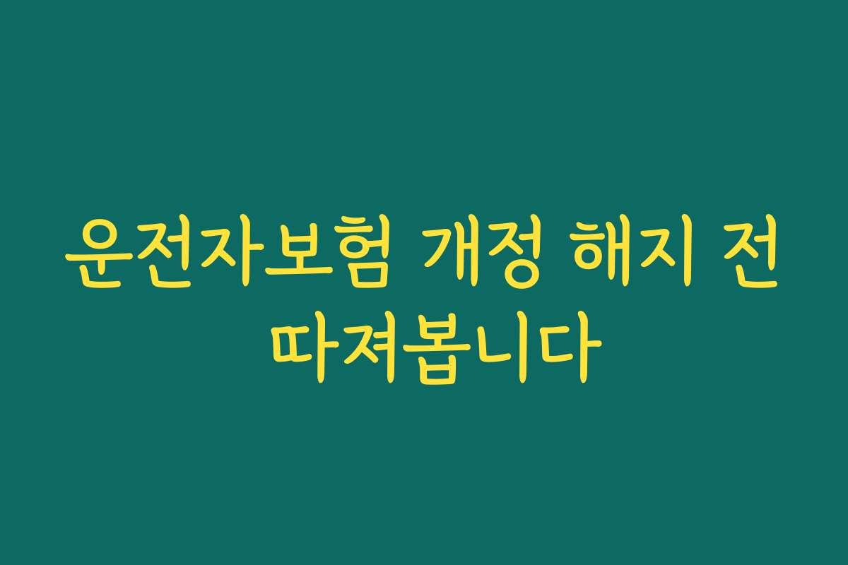 운전자보험 개정 해지 전 따져봅니다