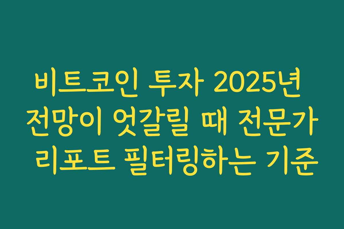 비트코인 투자 2025년 전망이 엇갈릴 때 전문가 리포트 필터링하는 기준